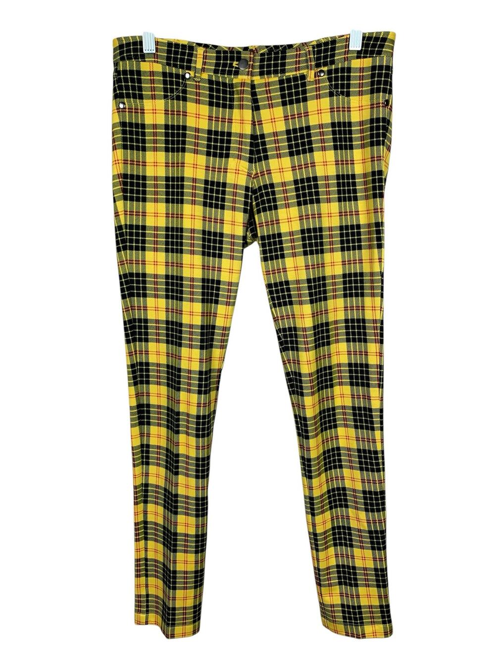J McLaughlin Becca Pants Yellow Winthrop Plaid Stretchy Leggings Women's 4